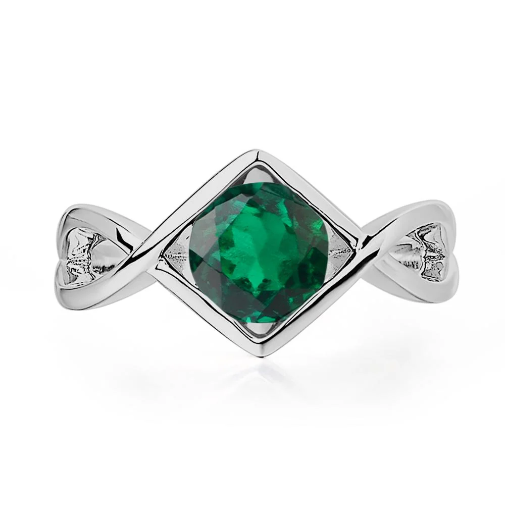 Emerald Bezel Set Infinity Solitaire Ring - Image 6