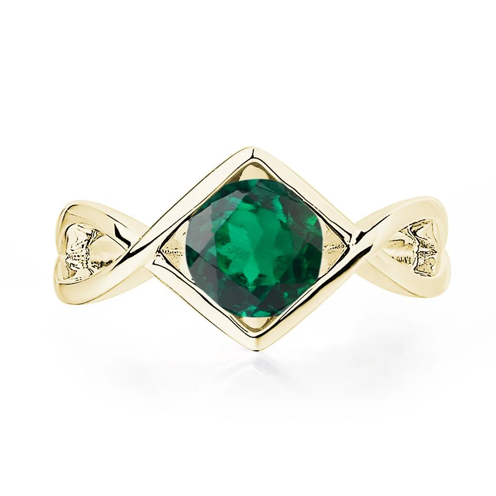 Emerald Bezel Set Infinity Solitaire Ring - Image 8