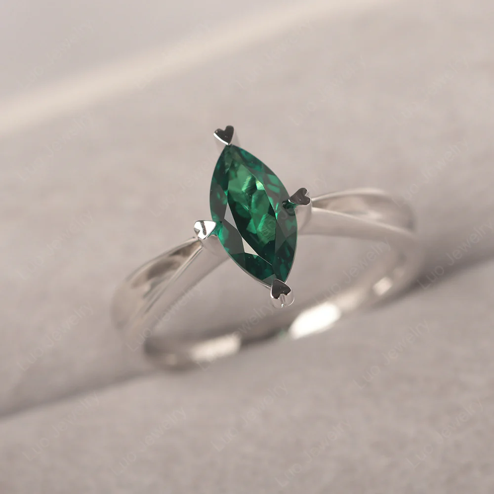 Marquise Emerald Concave Ring