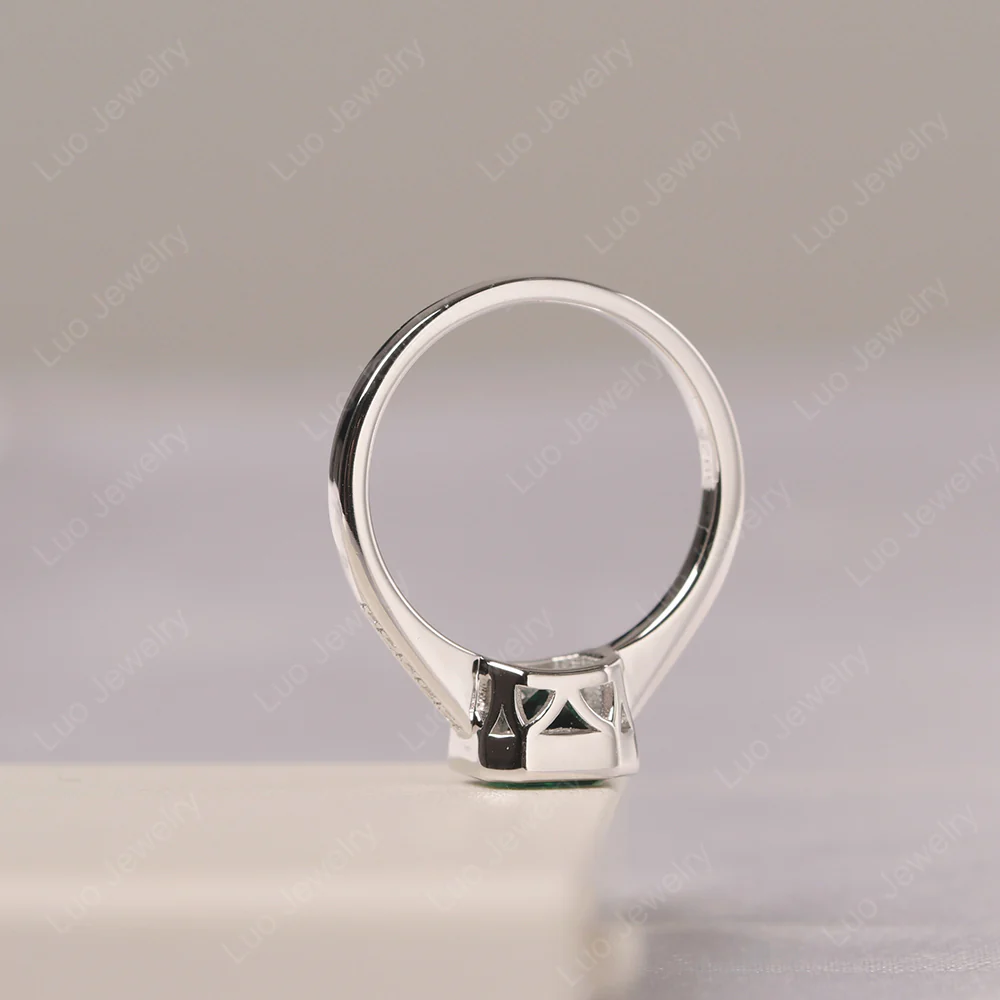 Emerald Bezel Set Asscher Cut Ring - Image 5