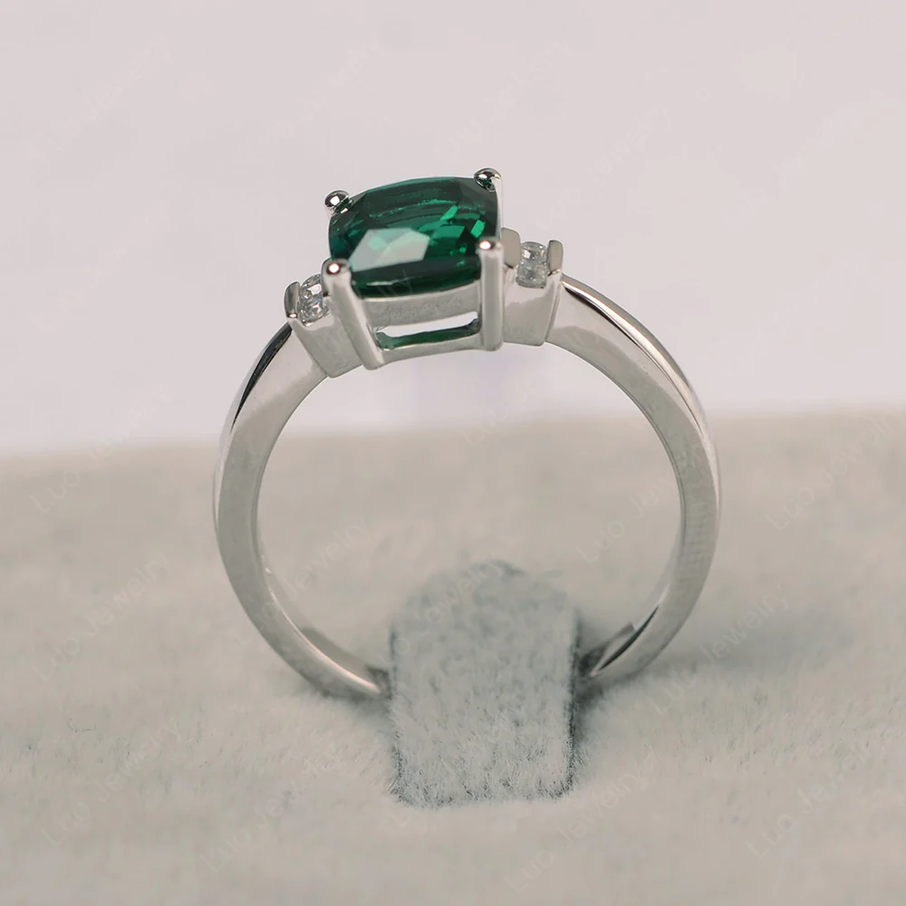 Emerald Cushion Cut Engagement Ring - Image 3