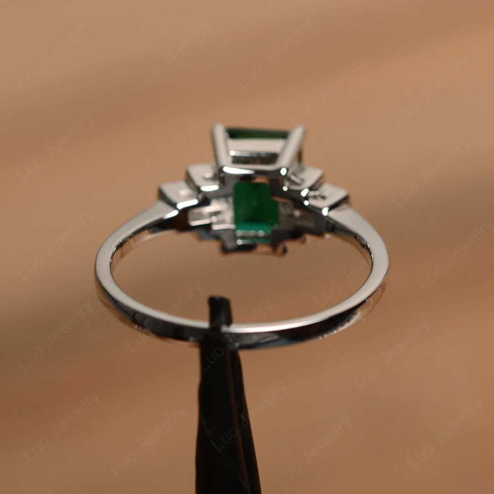 Emerald Rectangle Engagement Ring - Image 3