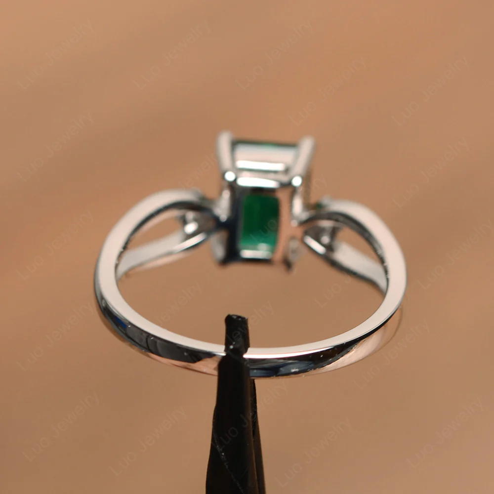 Emerald Cut Emerald Ring Split Shank - Image 3