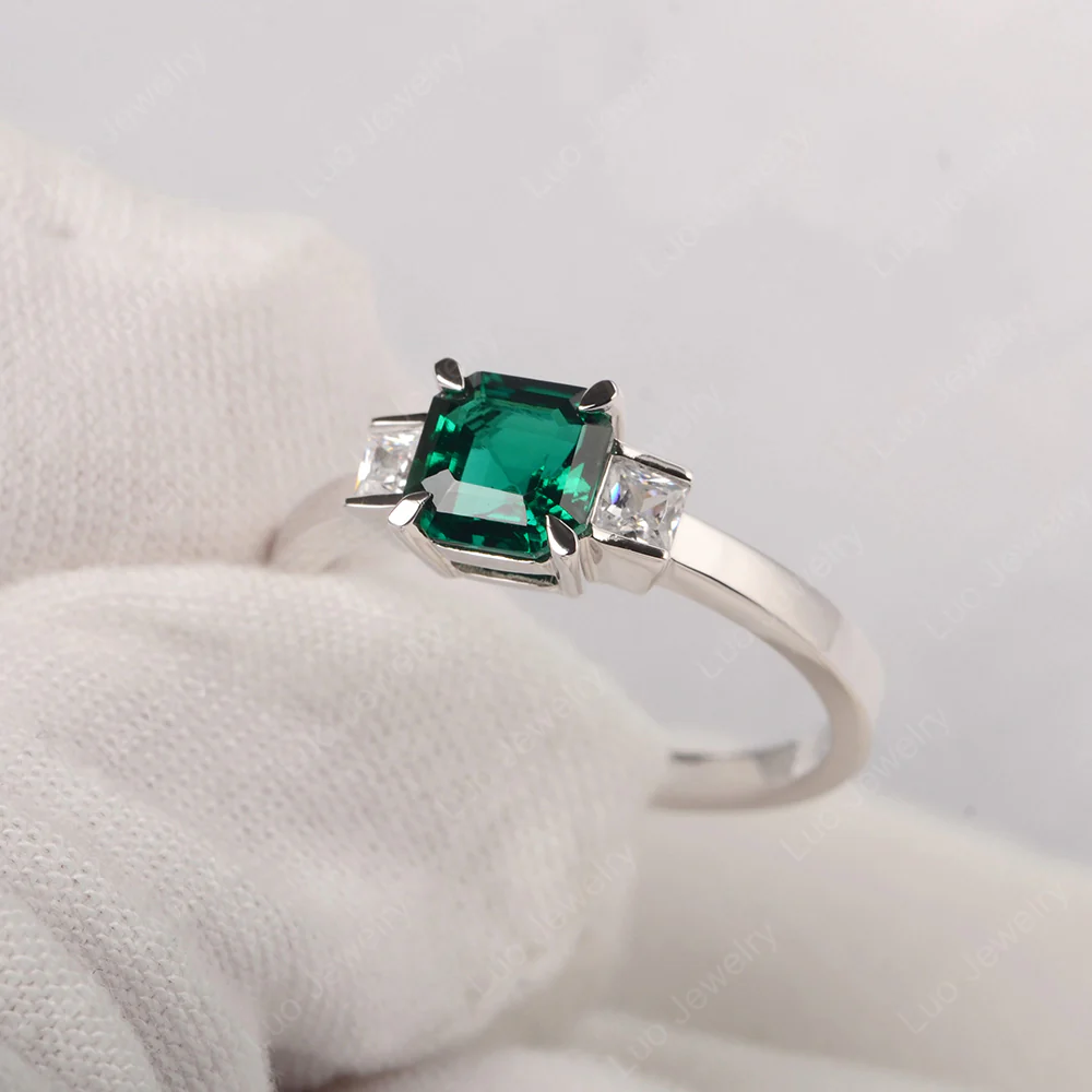 Unique Asscher Cut Emerald Ring - Image 2