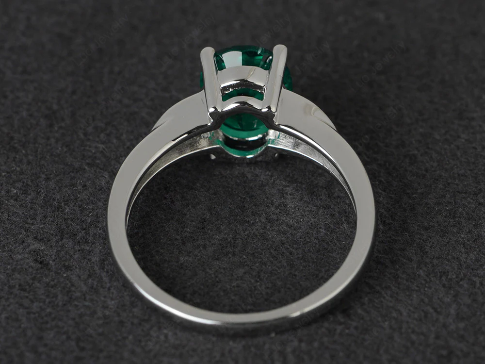 Simple Oval Cut Emerald Engagement Ring - Image 3