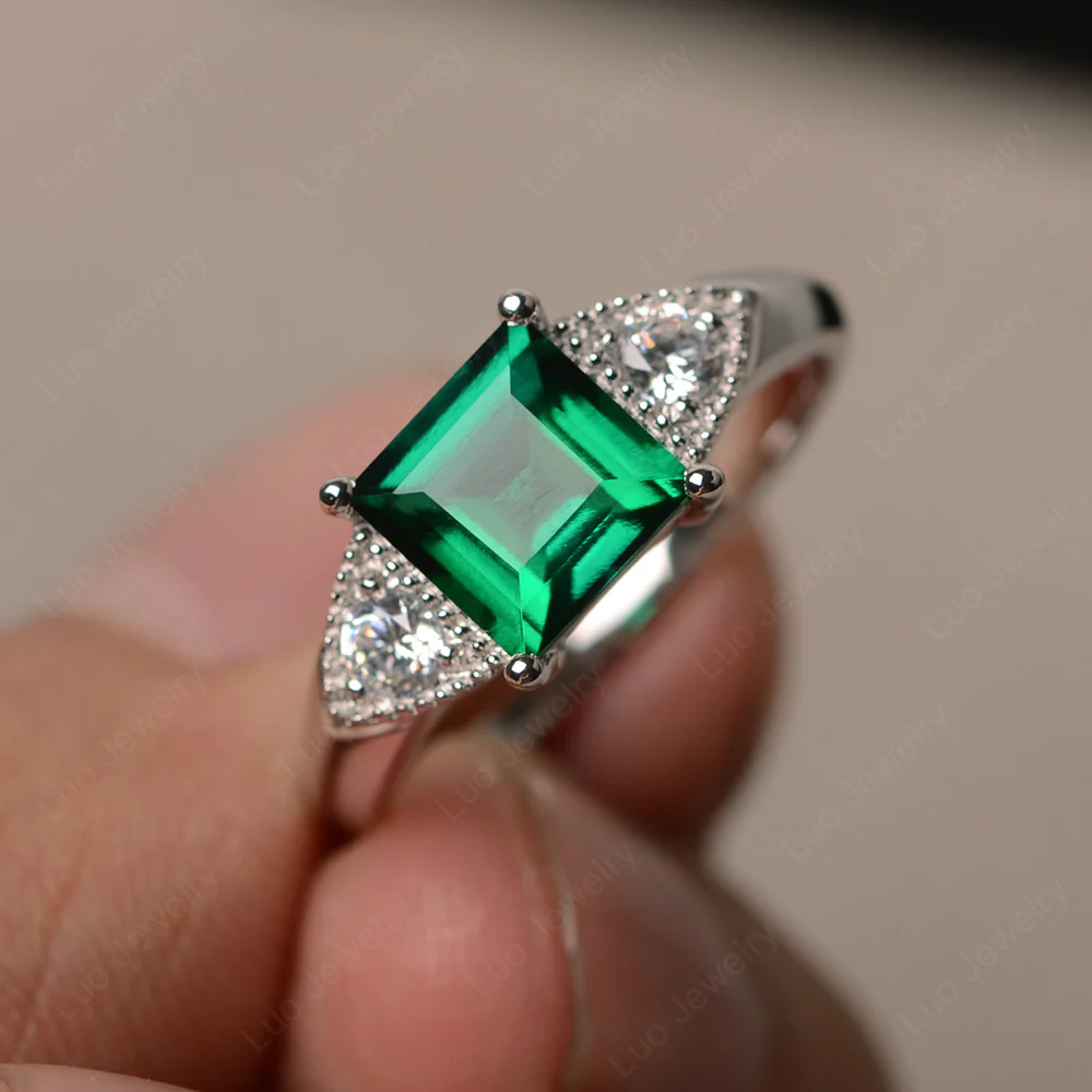 Emerald Engagement Ring Square Cut