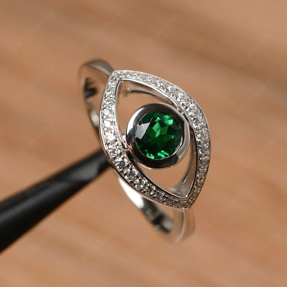 Emerald Evil Eye Ring