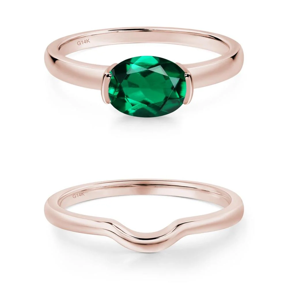 Oval Emerald Horizontal Engagement Ring - Image 13