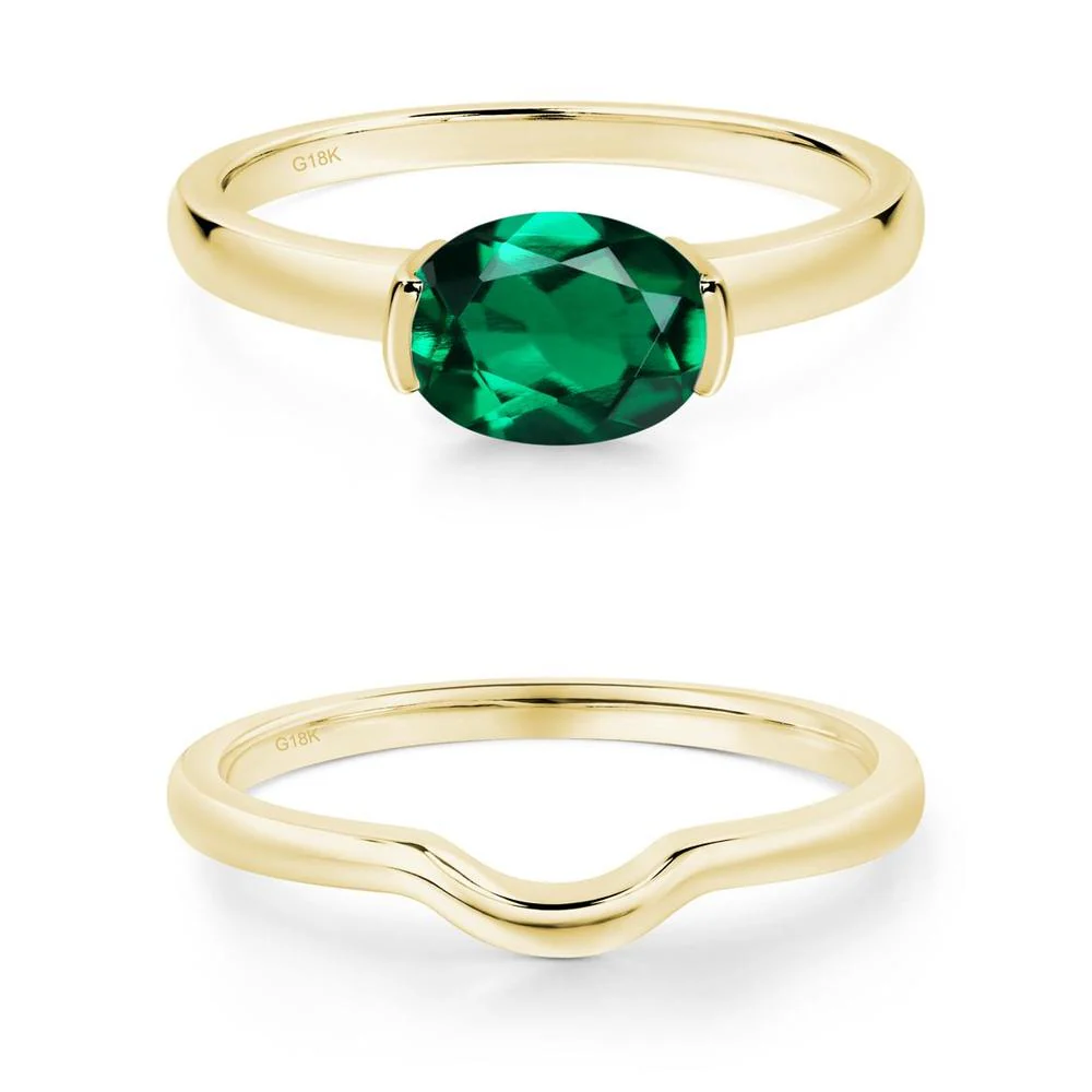 Oval Emerald Horizontal Engagement Ring - Image 17