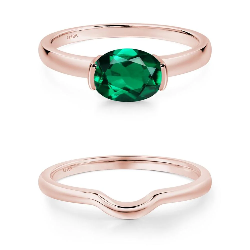 Oval Emerald Horizontal Engagement Ring - Image 19