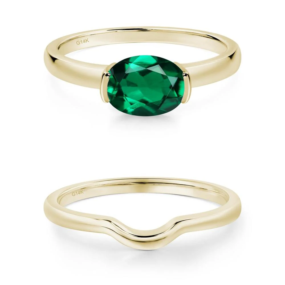 Oval Emerald Horizontal Engagement Ring - Image 23