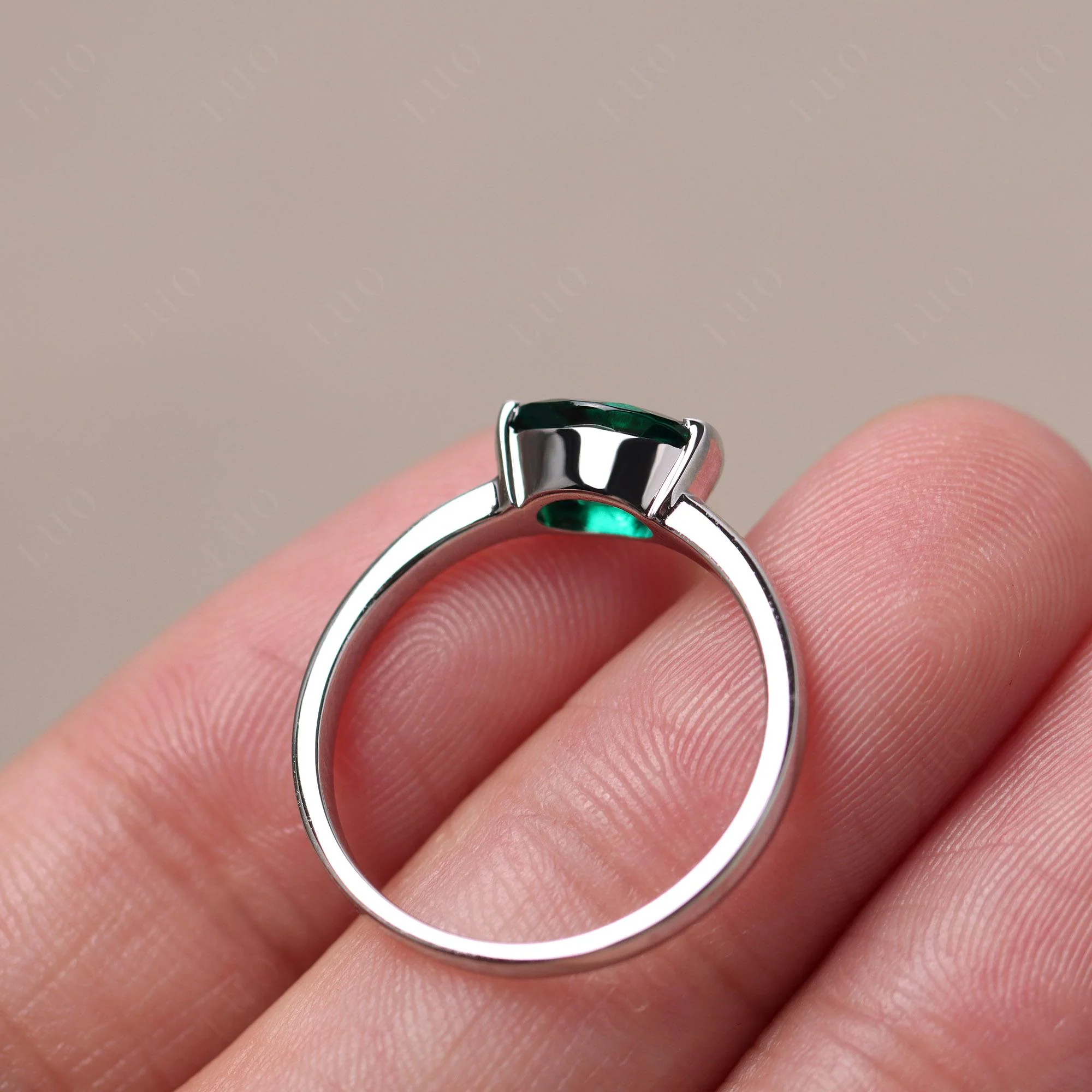 Oval Emerald Horizontal Engagement Ring - Image 31