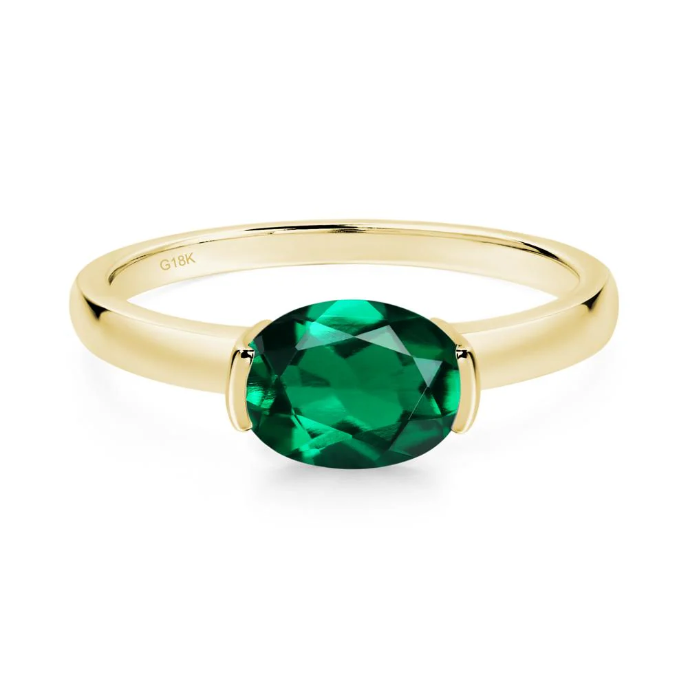 Oval Emerald Horizontal Engagement Ring - Image 4