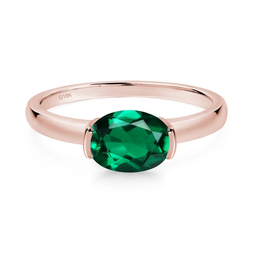 Oval Emerald Horizontal Engagement Ring - Image 5