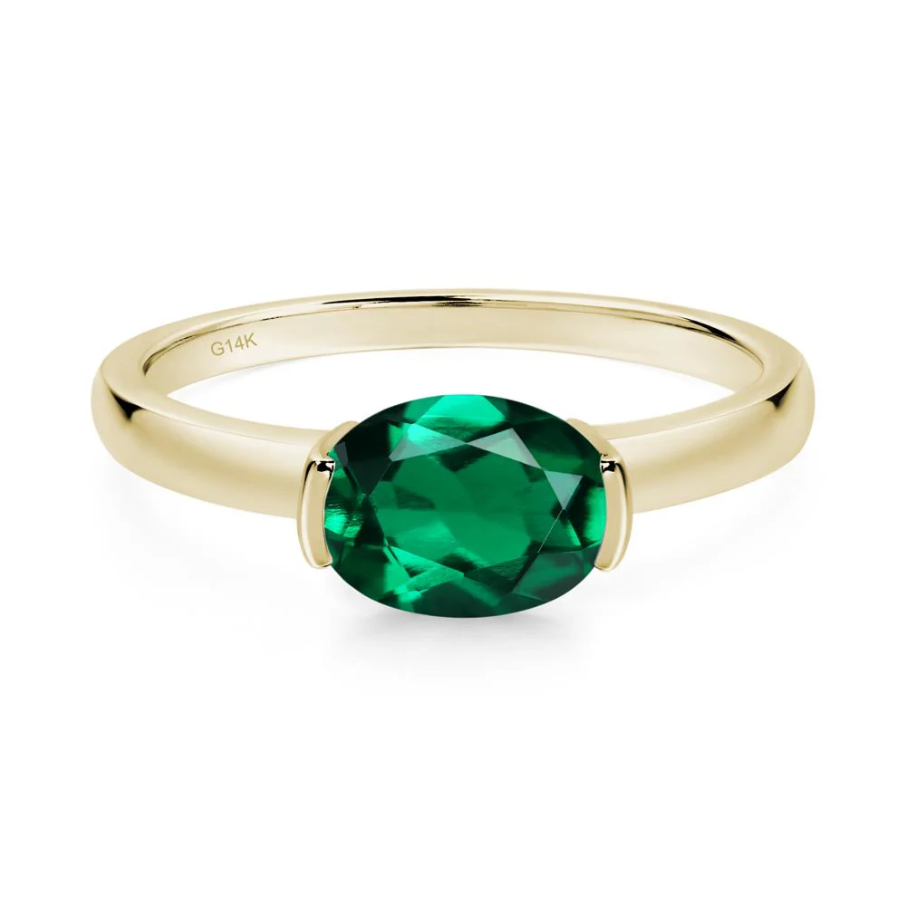 Oval Emerald Horizontal Engagement Ring - Image 7