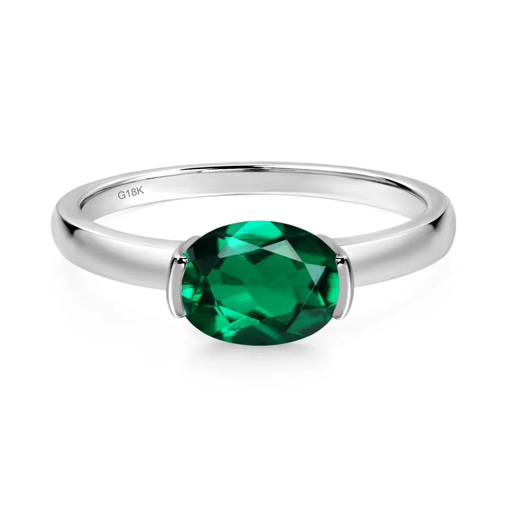 Oval Emerald Horizontal Engagement Ring - Image 9