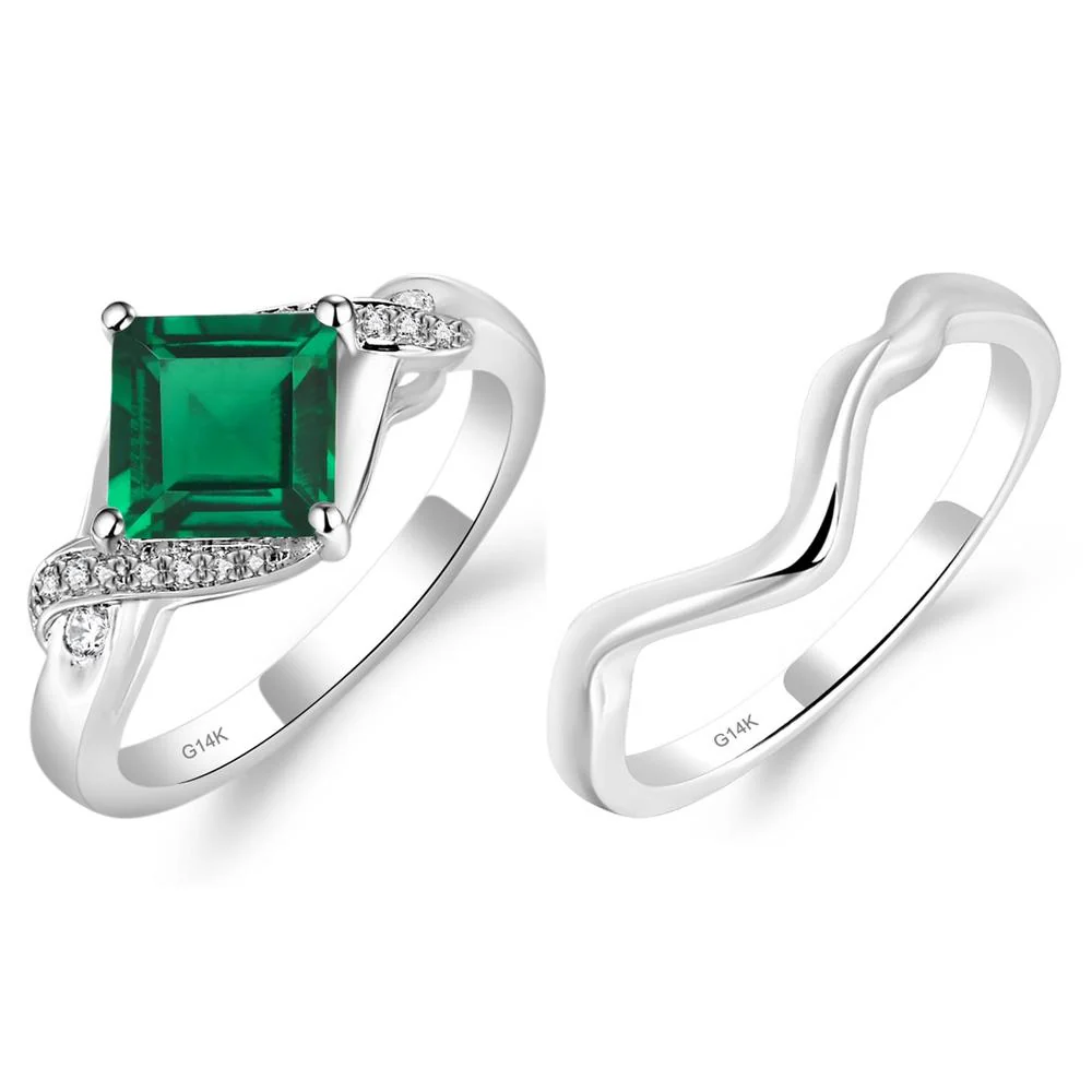 Emerald Kite Set Square Cut Ring - Image 25