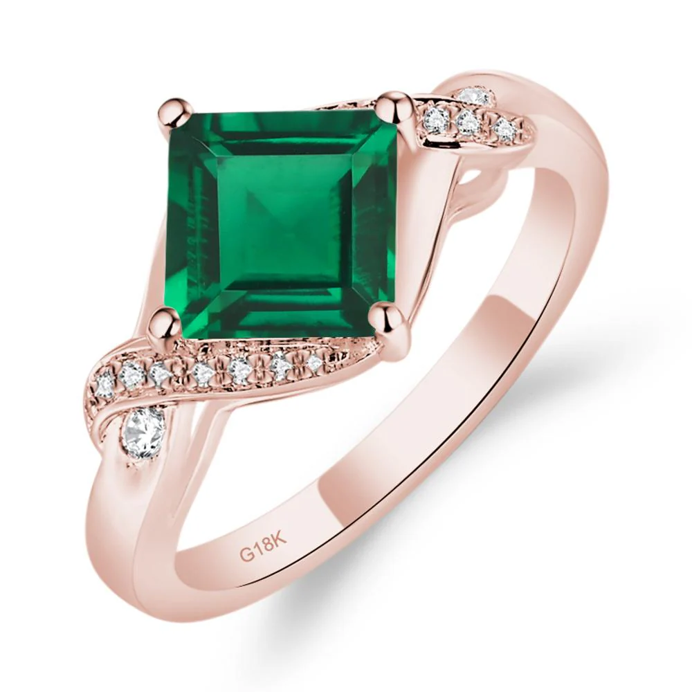 Emerald Kite Set Square Cut Ring - Image 3