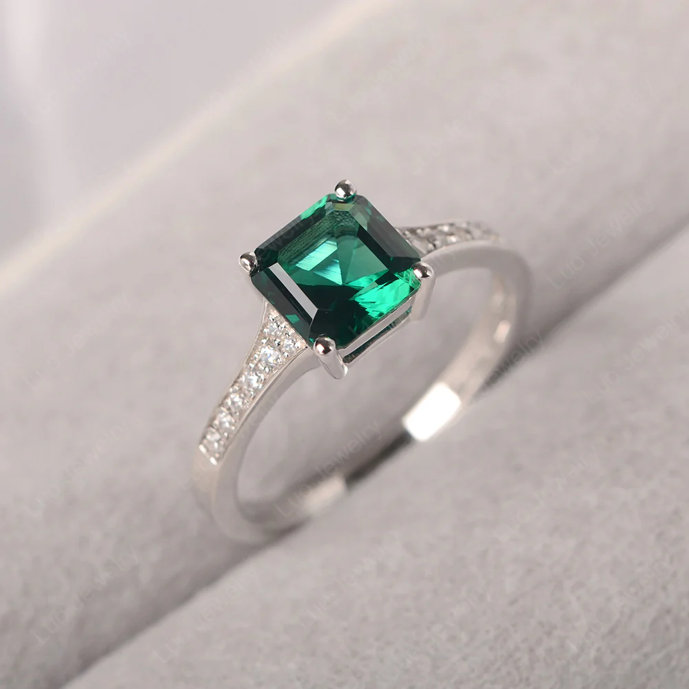 Emerald Asscher Cut Ring