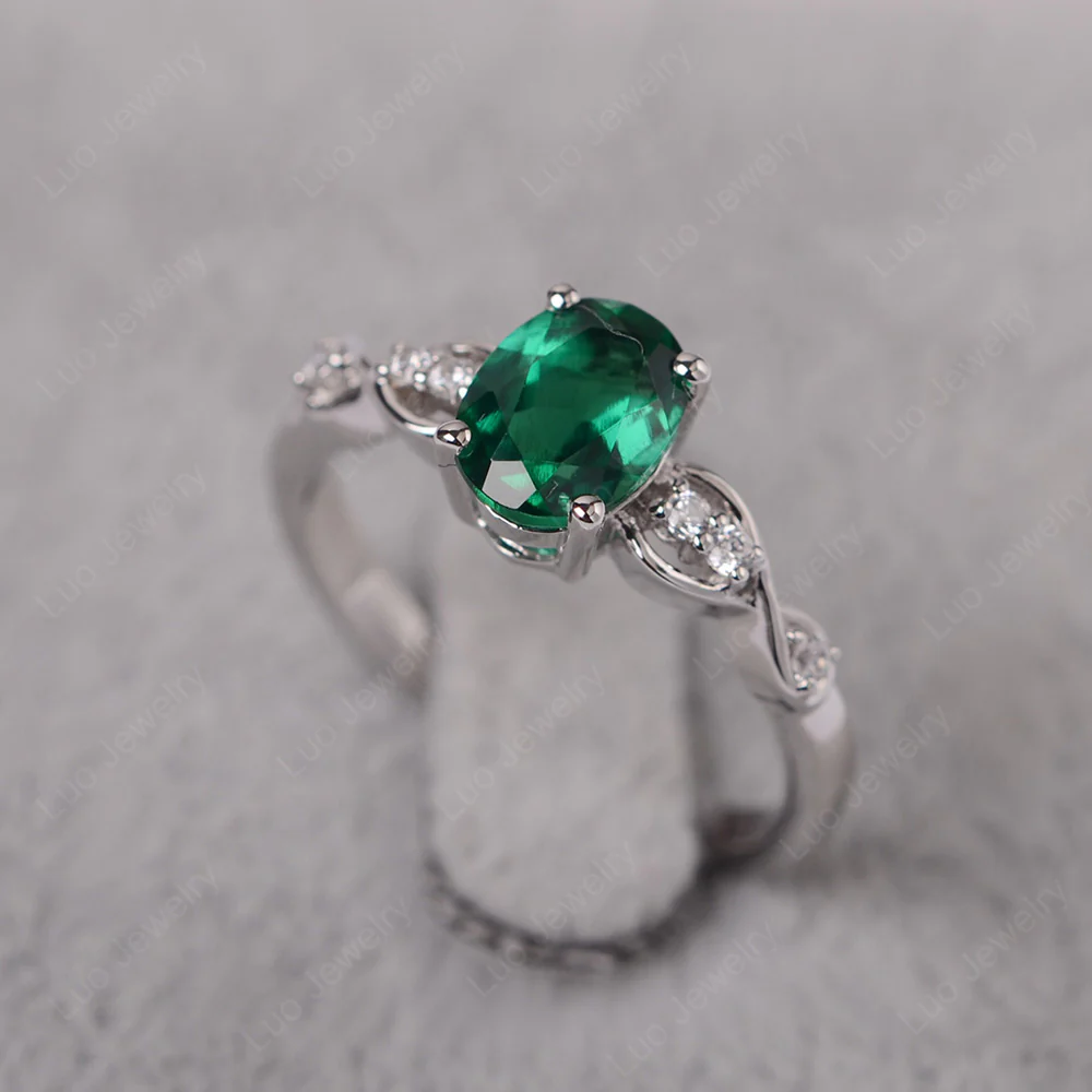 Oval Emerald Infinity Engagement Ring - Image 2