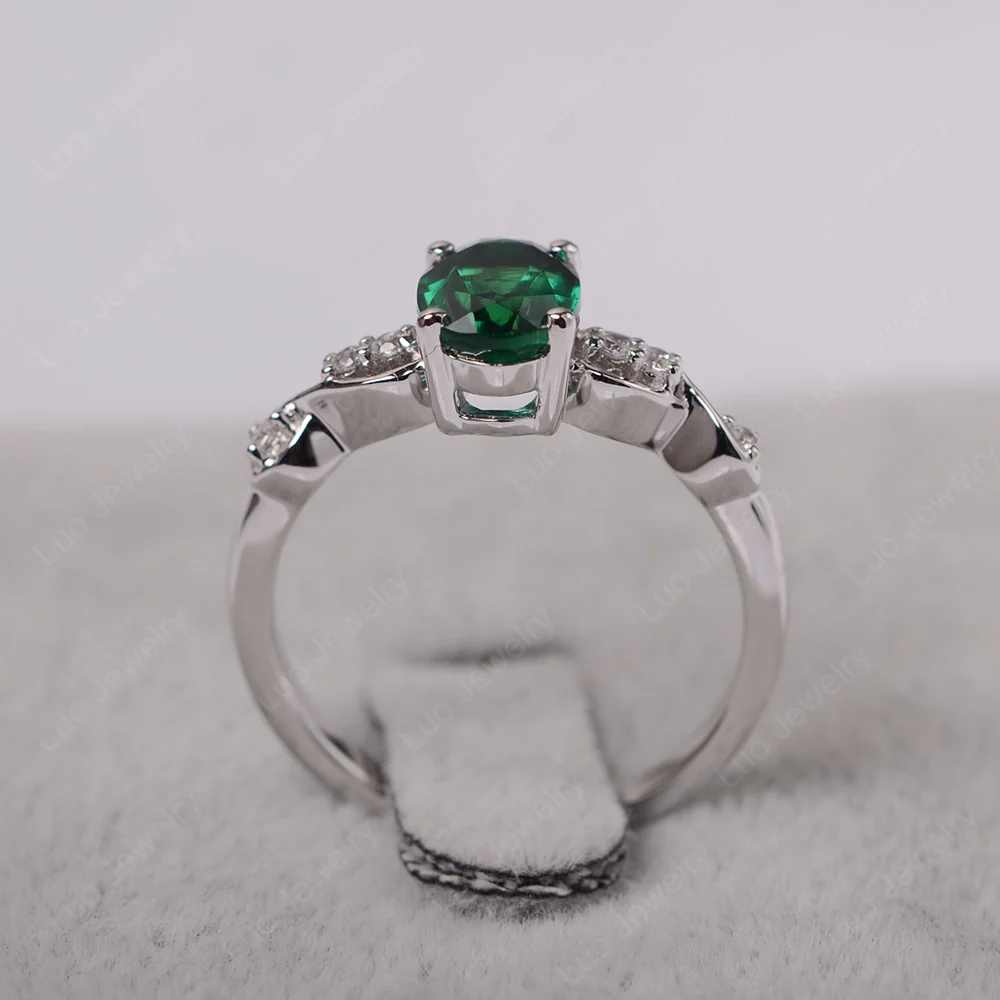 Oval Emerald Infinity Engagement Ring - Image 3