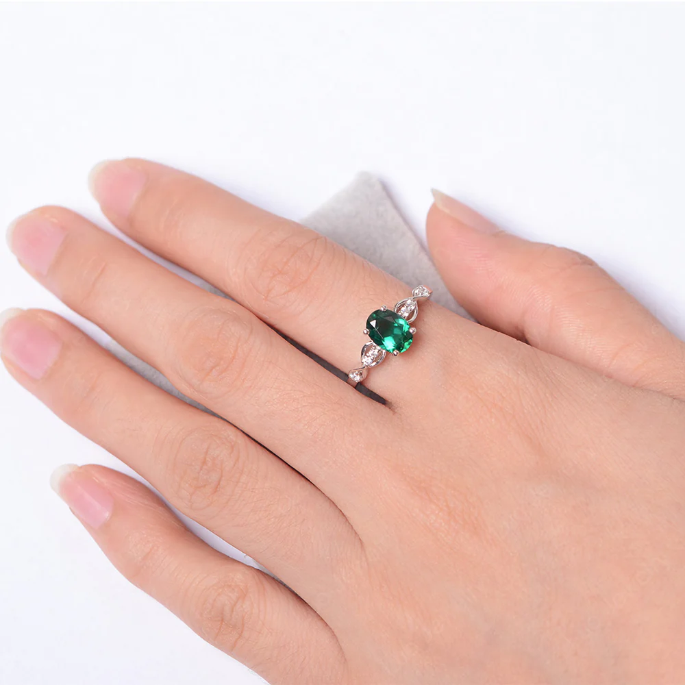 Oval Emerald Infinity Engagement Ring - Image 4