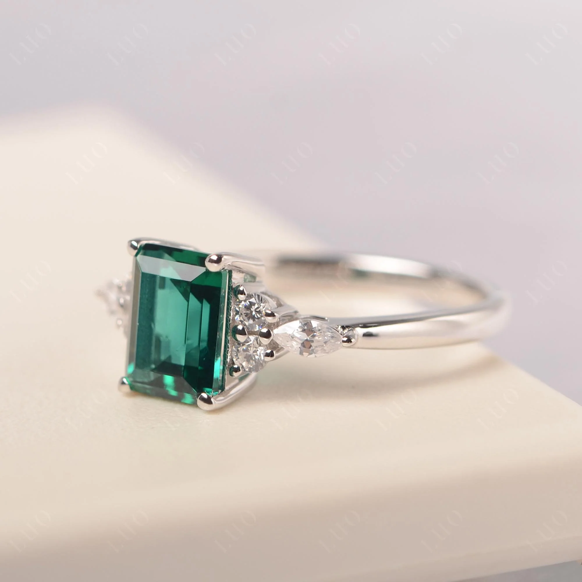 Simple Emerald Cut Emerald Ring - Image 30