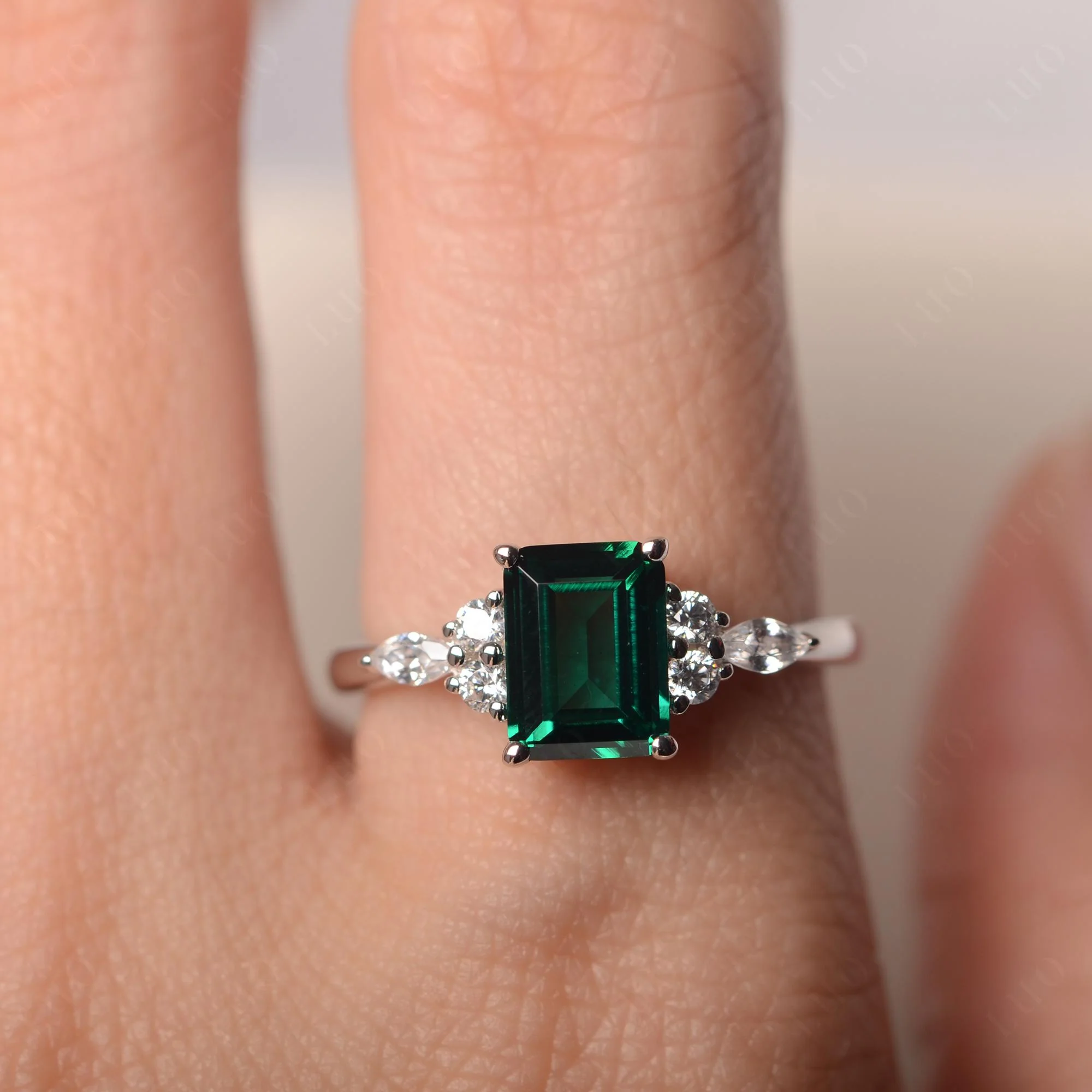 Simple Emerald Cut Emerald Ring - Image 33