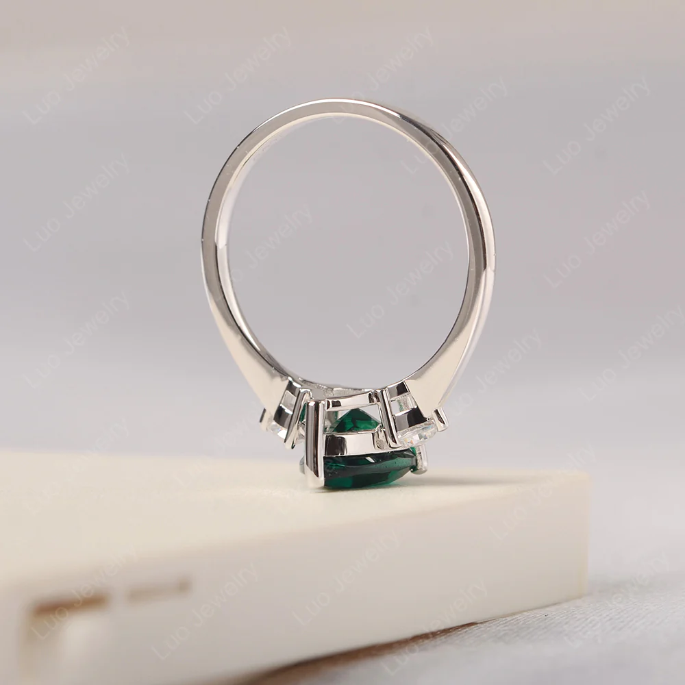 Teardrop Emerald Trilogy Ring - Image 4