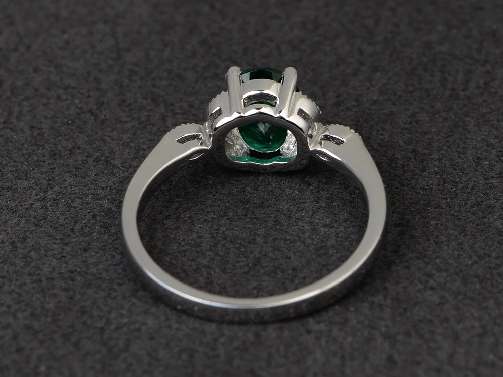 Oval Emerald Leaf Engagement Ring - Image 3