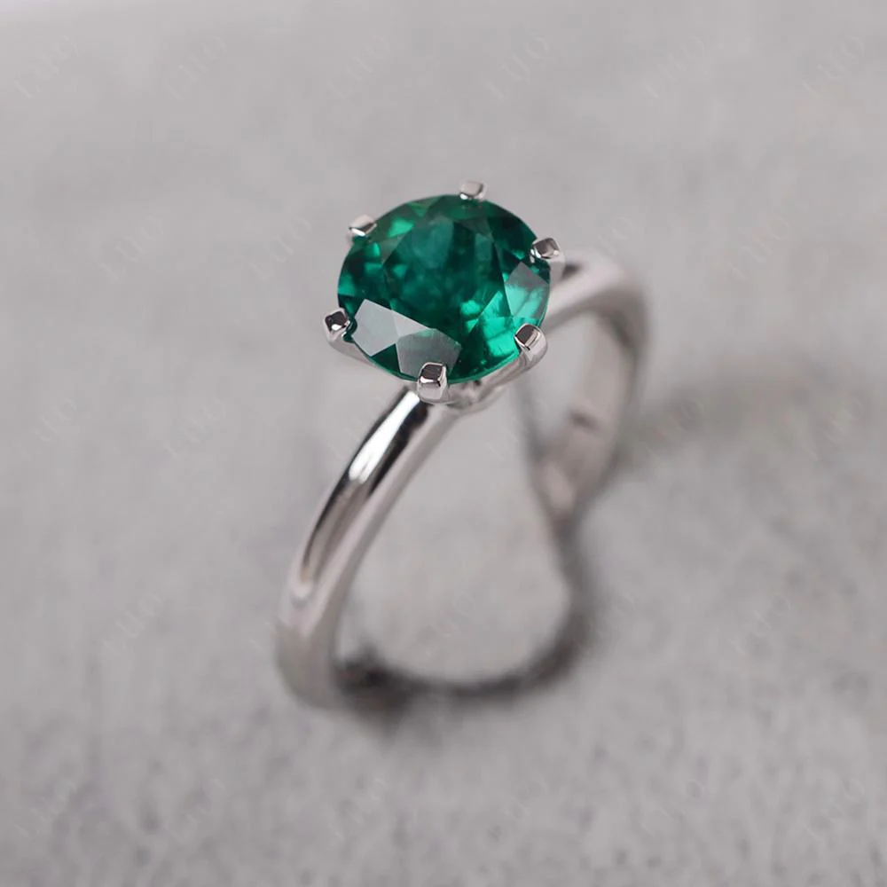 Emerald 6 Prong Solitaire Engagement Ring - Image 11