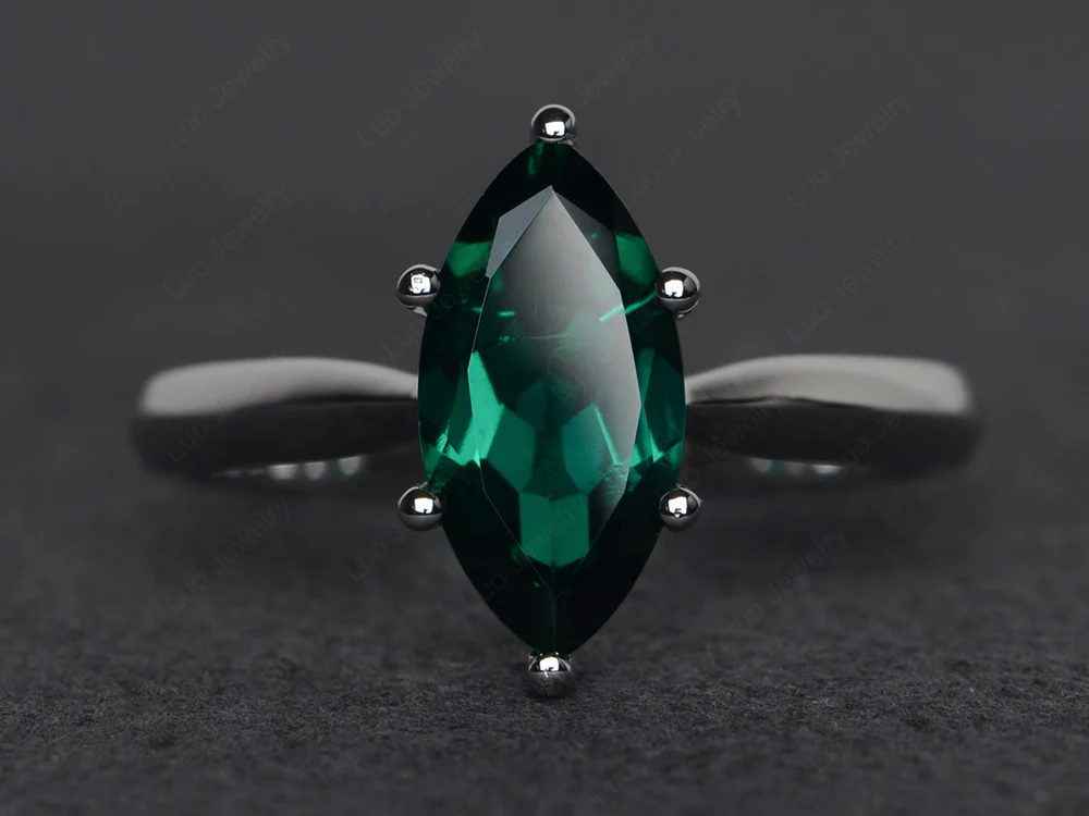 Marquise Cut Six Prong Emerald Ring