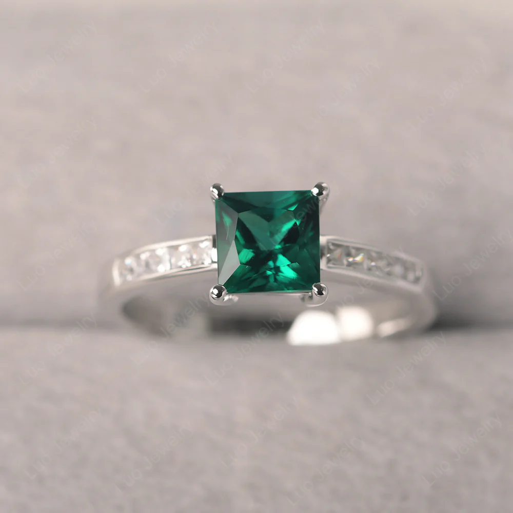 Princess Cut Emerald Promise Ring