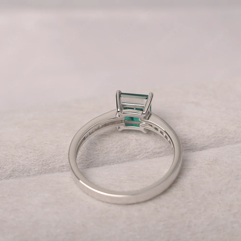 Princess Cut Emerald Promise Ring - Image 3