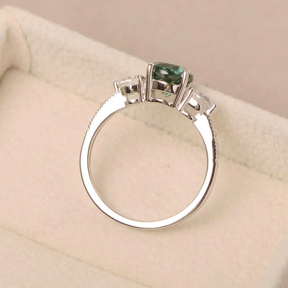 Green Sapphire 3 Stone Engagement Ring - Image 11