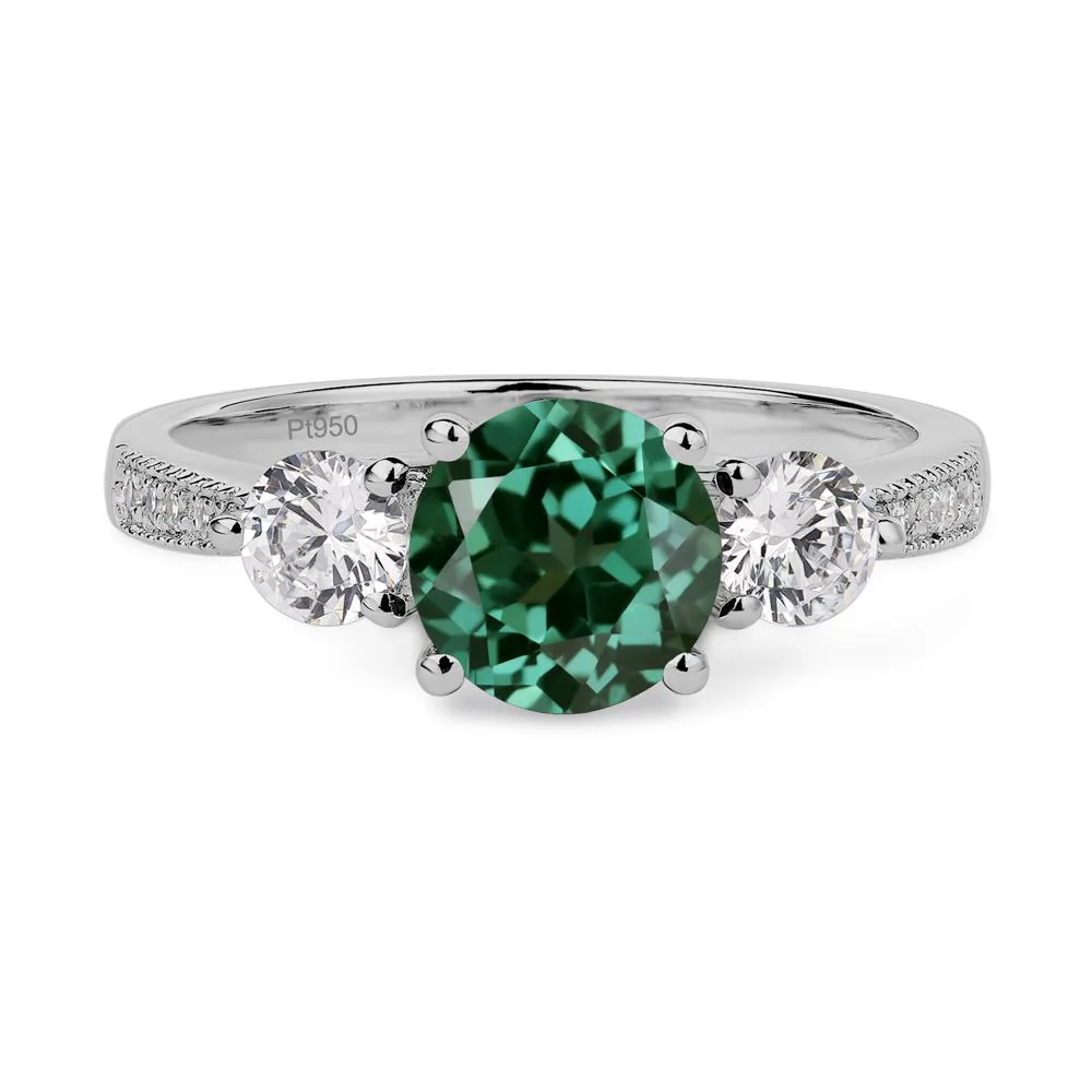 Green Sapphire 3 Stone Engagement Ring - Image 6