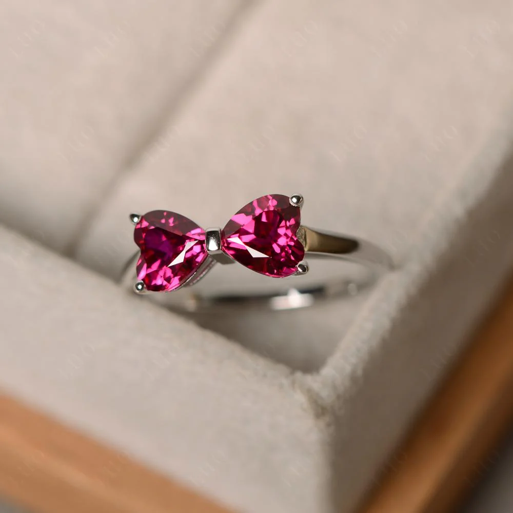 Two Stone Heart Ruby Ring - Image 10