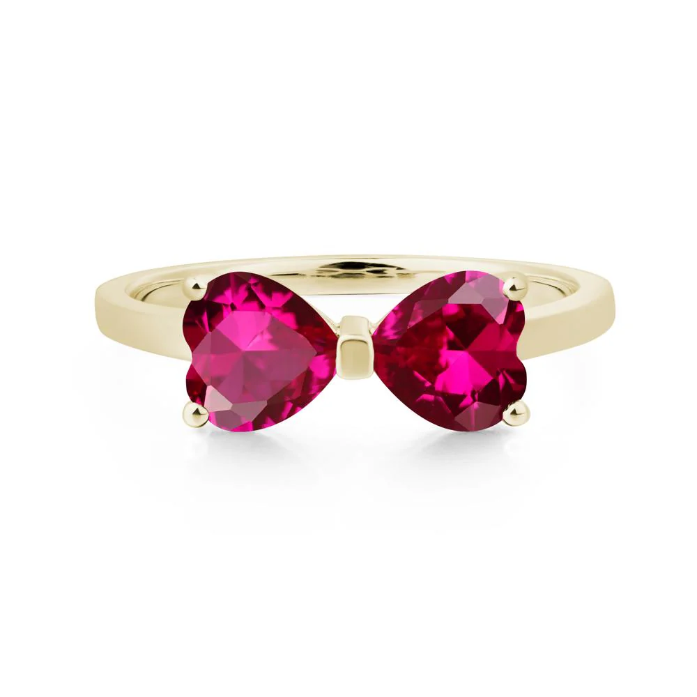 Two Stone Heart Ruby Ring - Image 4
