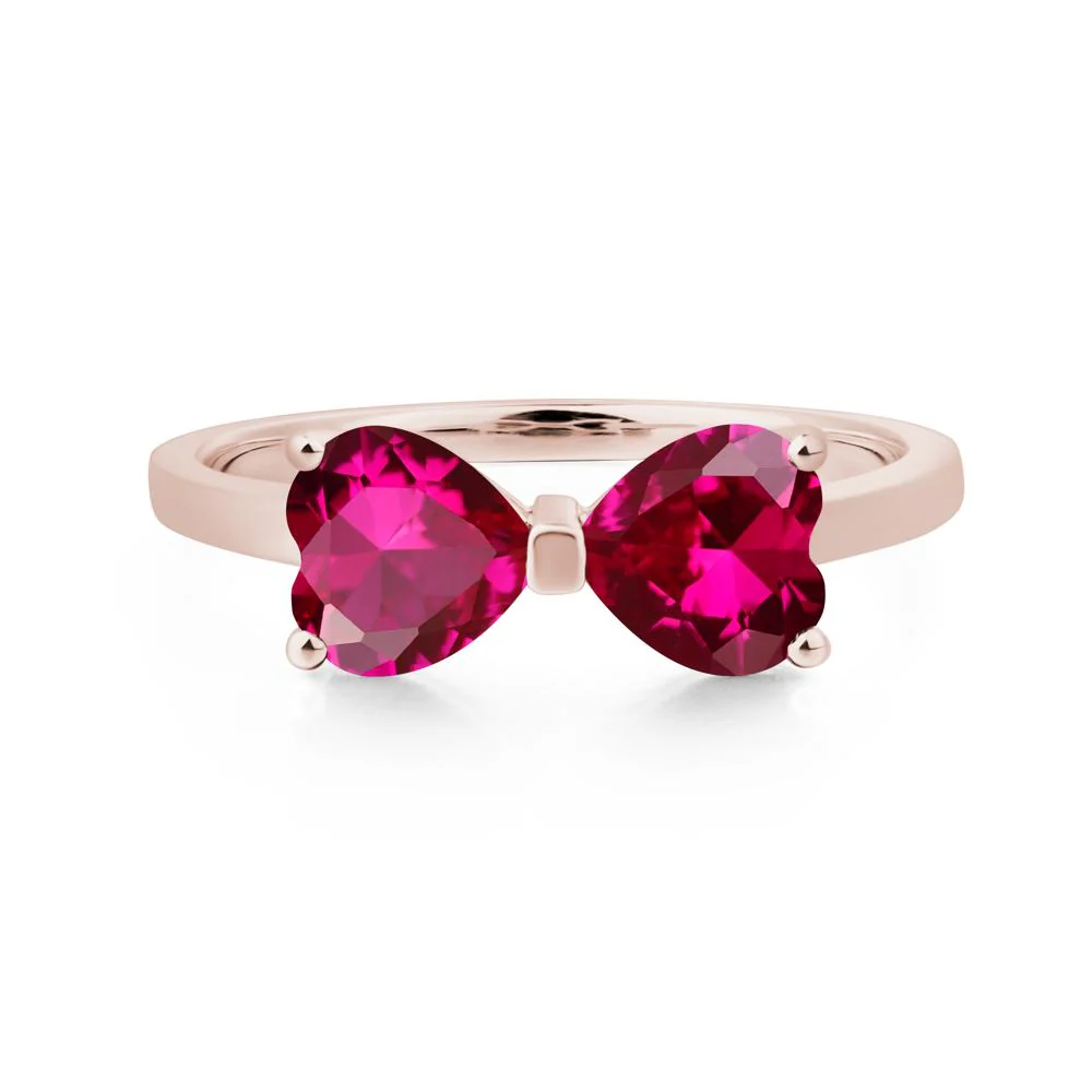 Two Stone Heart Ruby Ring - Image 5