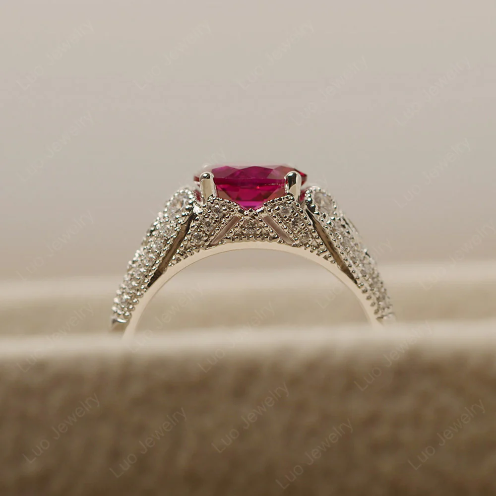 Vintage Horizontal Oval Cut Ruby Ring - Image 5