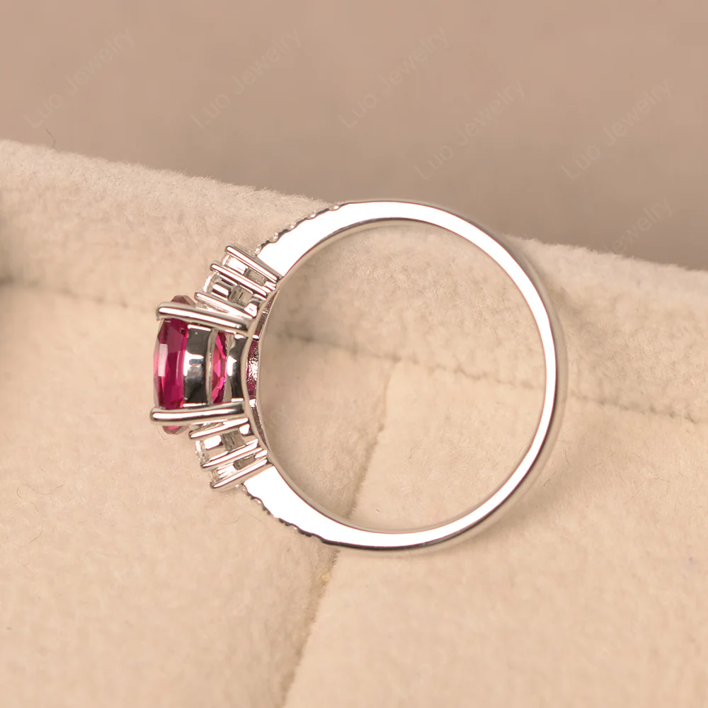 Horizontal Oval Cut Ruby Engagement Ring - Image 3