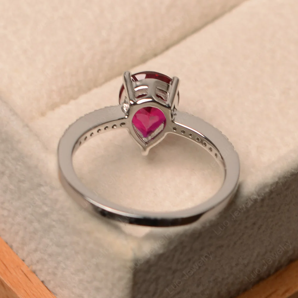 Ruby Pear Pave Engagement Ring - Image 3