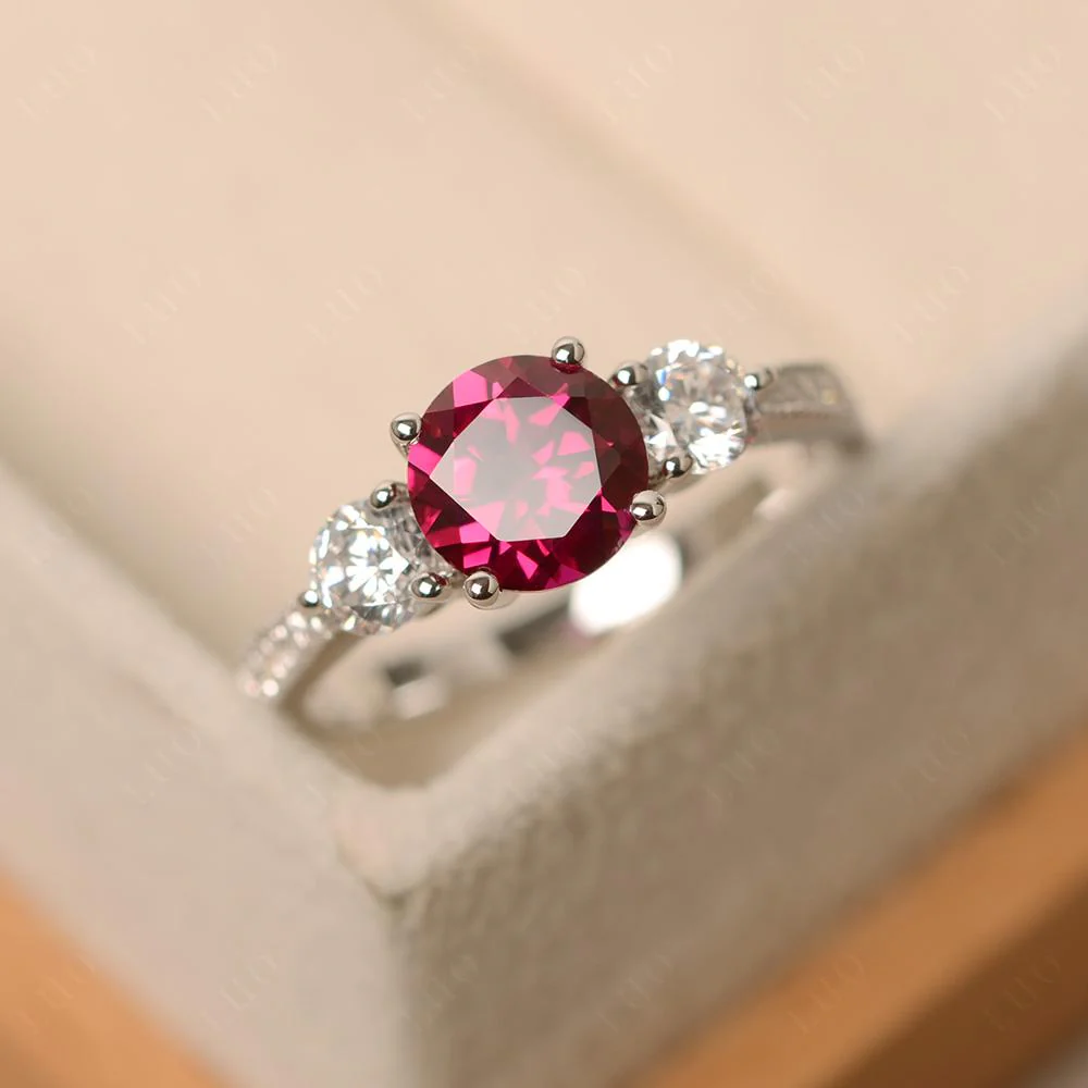 Ruby 3 Stone Engagement Ring - Image 10