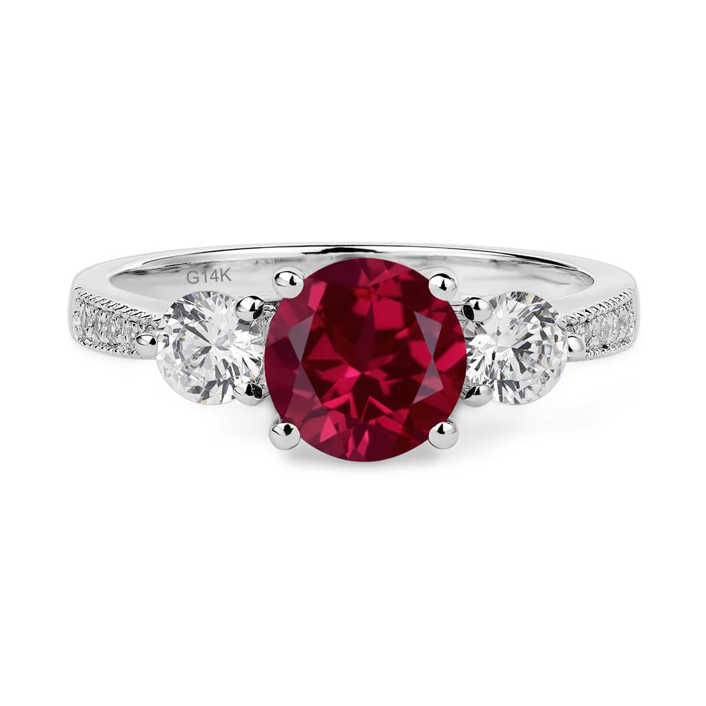 Ruby 3 Stone Engagement Ring - Image 3