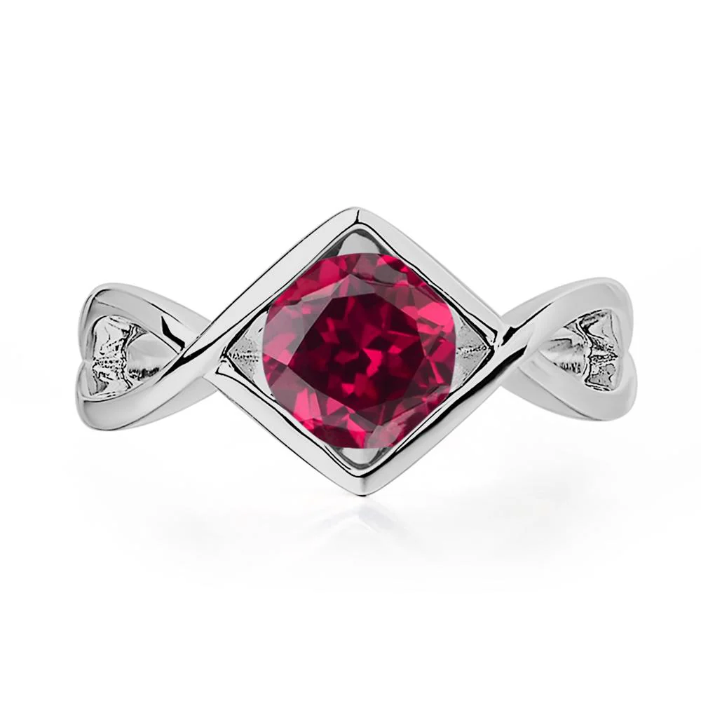 Ruby Bezel Set Infinity Solitaire Ring - Image 6