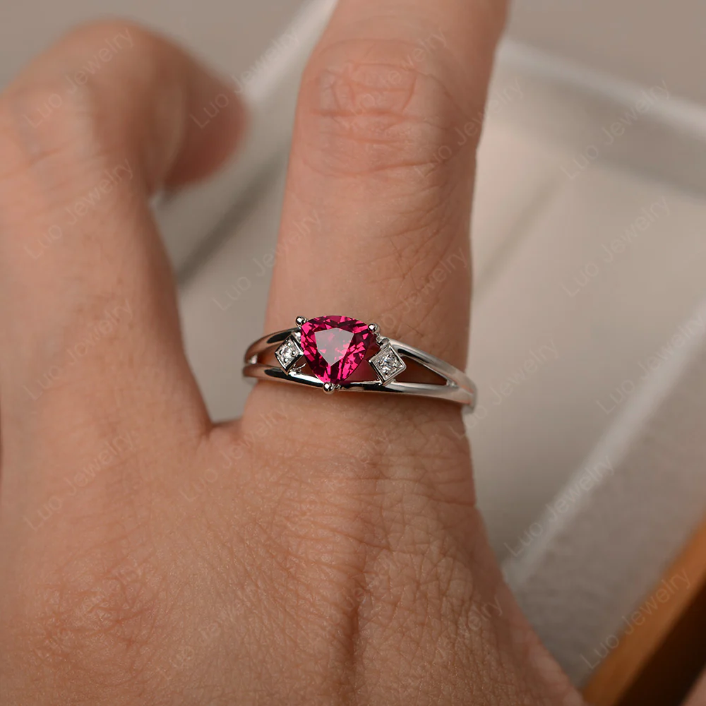 Trillion Cut Ruby Engagement Ring - Image 4