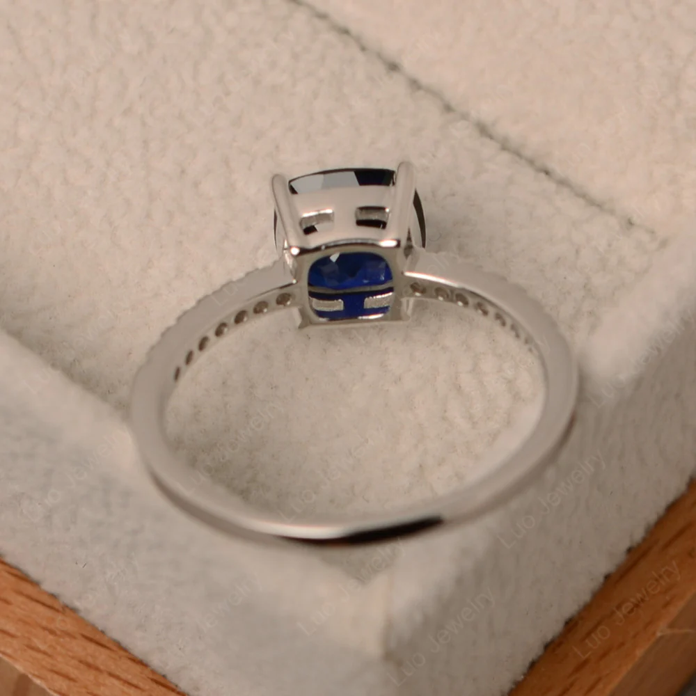 Cushion Cut Sapphire Promise Ring - Image 3