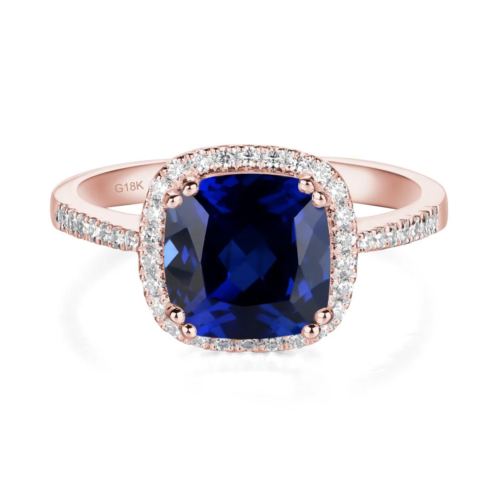 Cushion Cut Sapphire Halo Ring - Image 3