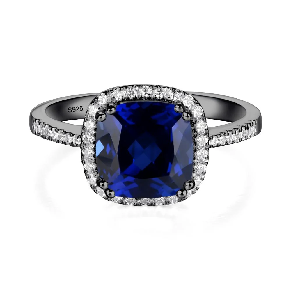 Cushion Cut Sapphire Halo Ring - Image 4