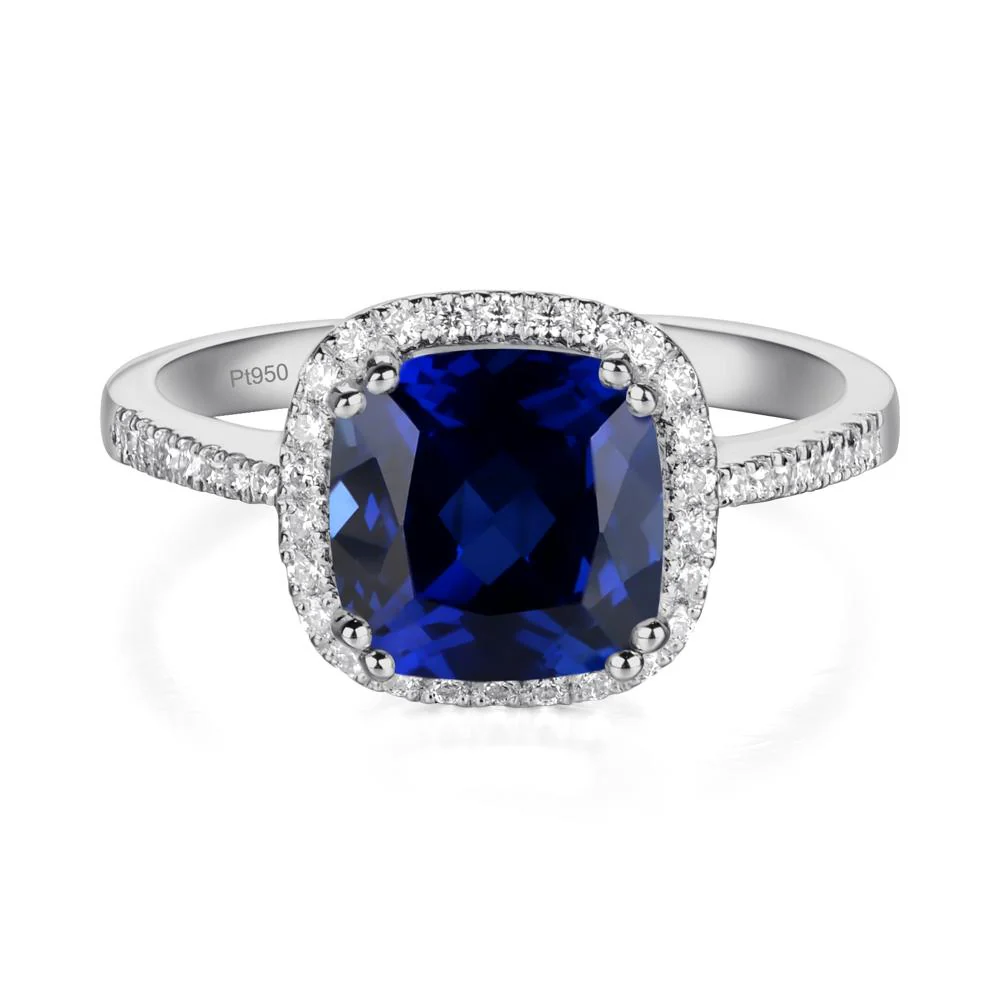 Cushion Cut Sapphire Halo Ring - Image 5